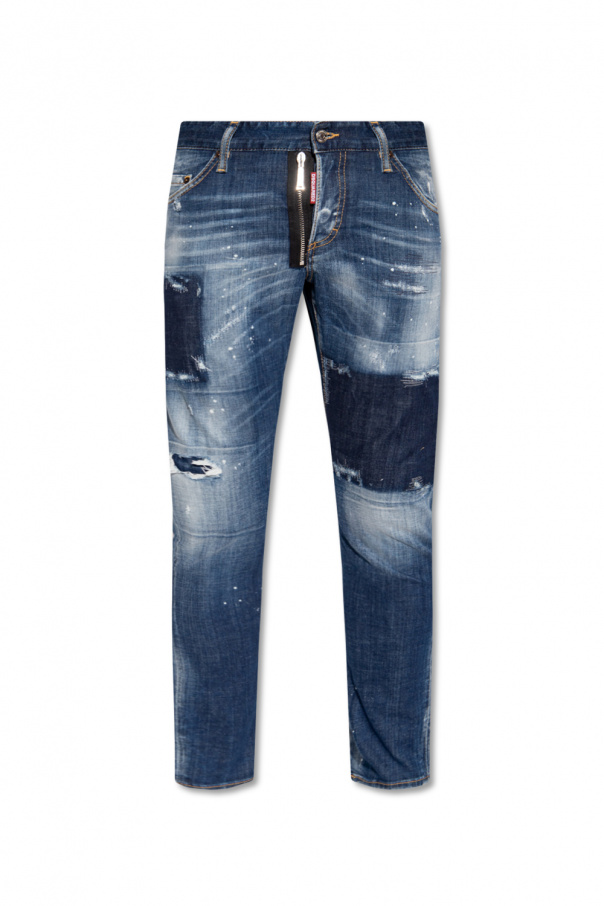 x014 Dad-Jeans mit ausgefranstem - GenesinlifeShops Oman - Blue 